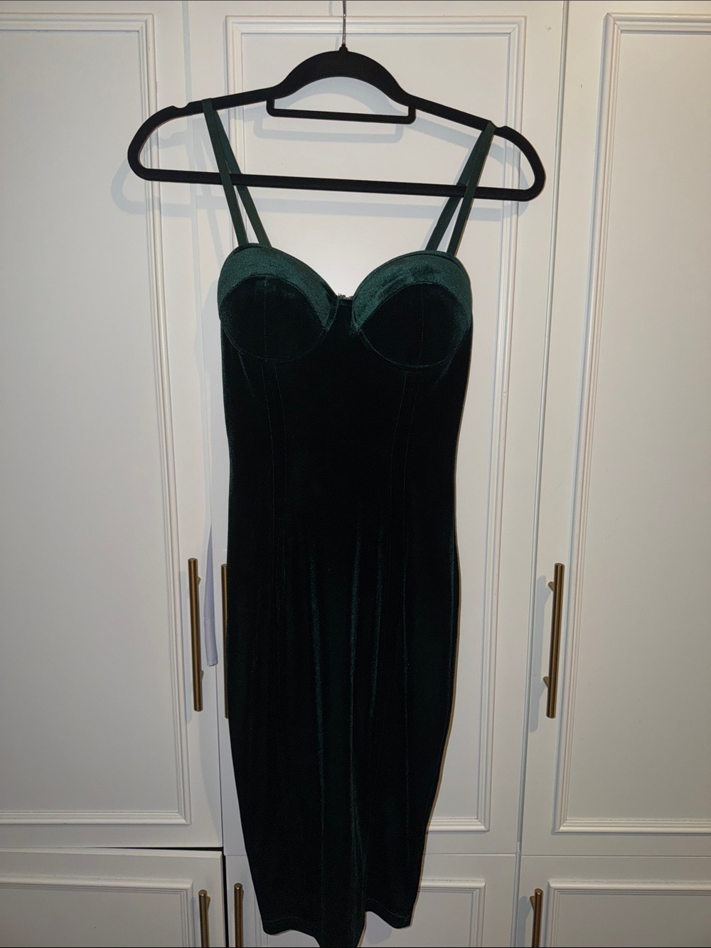 #13- $10 JLUXLABEL Dark Green Velvet Midi Dress with Sweetheart Bust